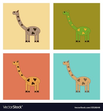 Assembly flat icons kids toy giraffe vector image