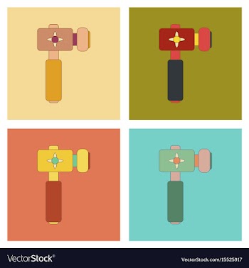 Assembly flat icons kids toy hammer vector image