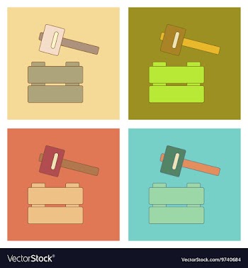 Assembly flat icons Kids toy hammer vector image