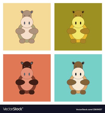 Assembly flat icons kids toy hippo vector image