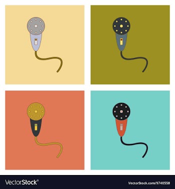 Assembly flat icons Kids toy microphone vector image