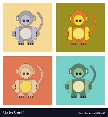 Assembly flat icons kids toy monkey vector image