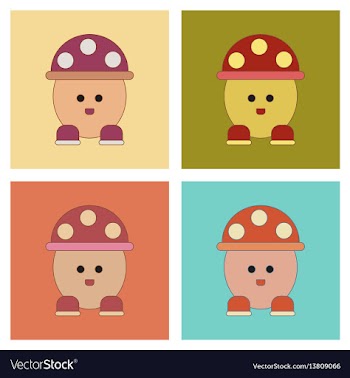 Assembly flat icons kids toy mushroom vector image