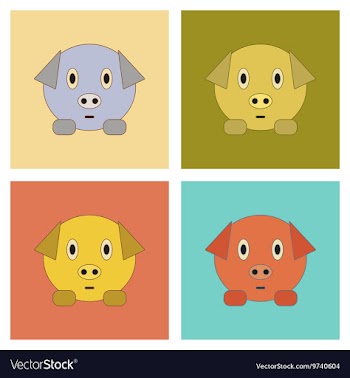 Assembly flat icons Kids toy pig vector image