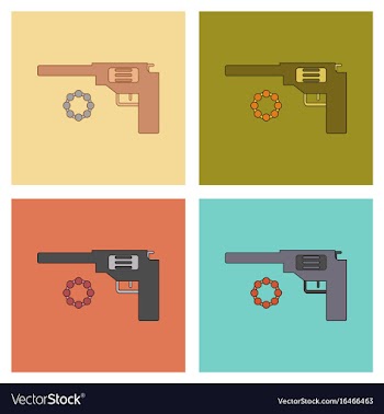 Assembly flat icons kids toy pistol vector image