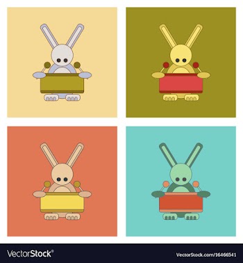 Assembly flat icons kids toy rabbit drummer vector image