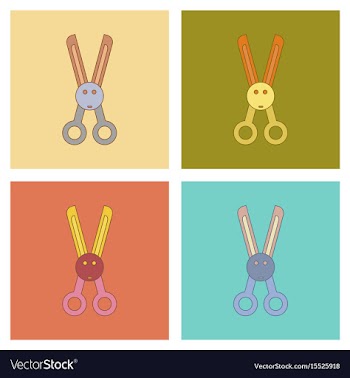 Assembly flat icons kids toy scissors vector image