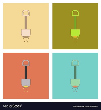 Assembly flat icons kids toy shovel sand vector image