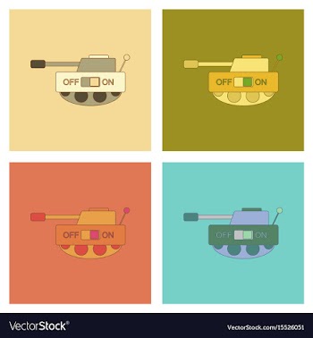Assembly flat icons kids toy tank vector image