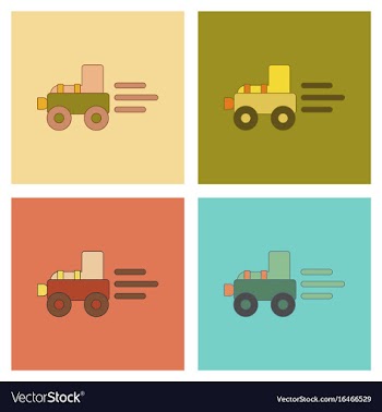 Assembly flat icons kids toy tractor vector image