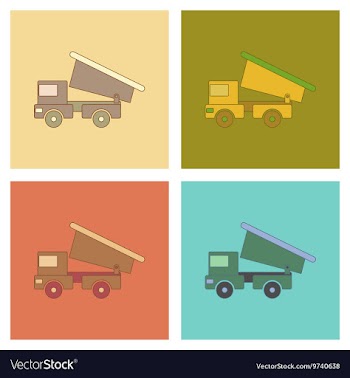 Assembly flat icons Kids toy truck vector image