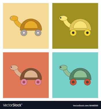 Assembly flat icons kids toy turtle vector image