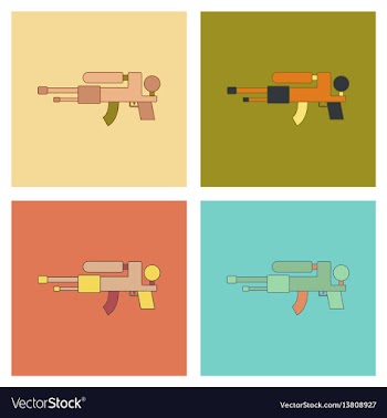 Assembly flat icons kids toy water gun vector image