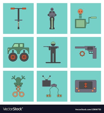Assembly flat icons kids toys vector image