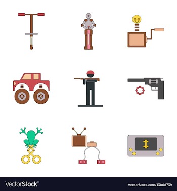 Assembly flat icons kids toys vector image