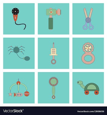 Assembly flat icons kids toys vector image