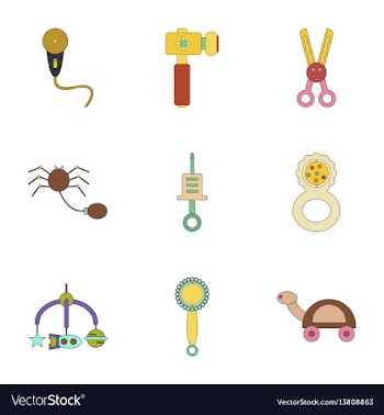 Assembly flat icons kids toys vector image