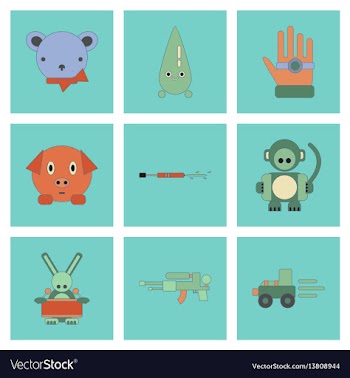 Assembly flat icons kids toys vector image