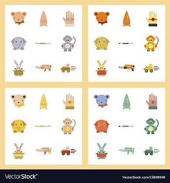 Assembly flat icons kids toys vector image