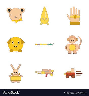 Assembly flat icons kids toys vector image