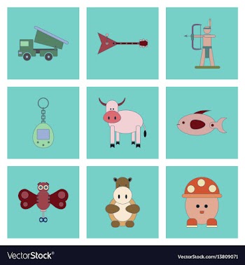 Assembly flat icons kids toys vector image