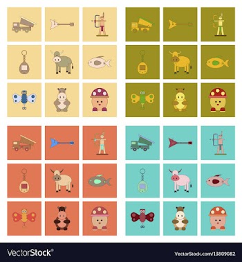 Assembly flat icons kids toys vector image