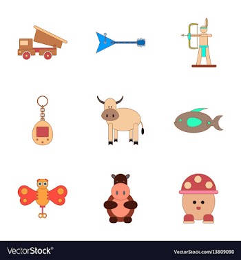 Assembly flat icons kids toys vector image