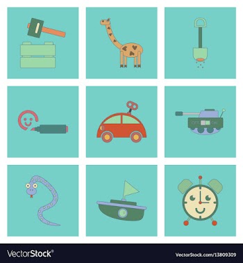 Assembly flat icons kids toys vector image