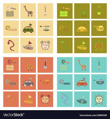 Assembly flat icons kids toys vector image