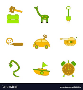 Assembly flat icons kids toys vector image