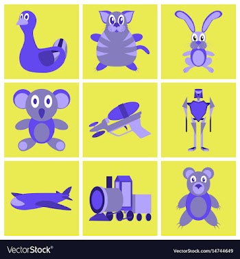 Assembly flat icons kids toys vector image