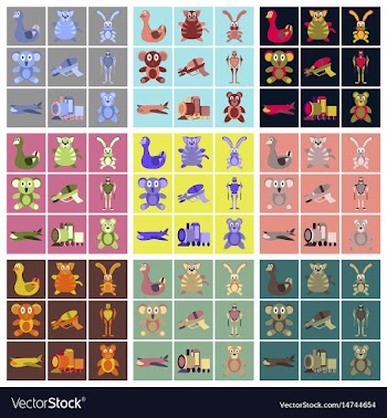 Assembly flat icons kids toys vector image