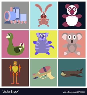 Assembly flat icons kids toys vector image