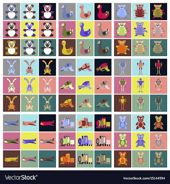 Assembly flat icons kids toys vector image