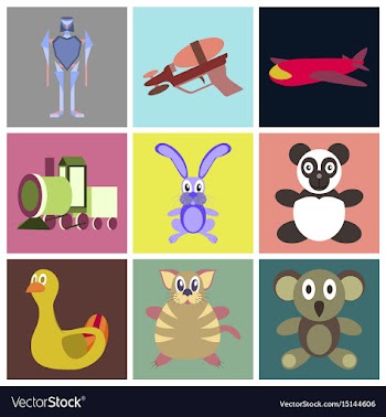 Assembly flat icons kids toys vector image