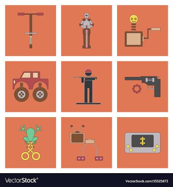 Assembly flat icons kids toys vector image
