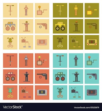Assembly flat icons kids toys vector image
