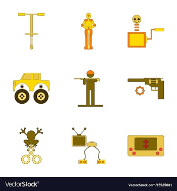 Assembly flat icons kids toys vector image