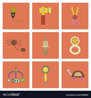 Assembly flat icons kids toys vector image
