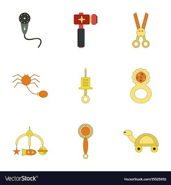Assembly flat icons kids toys vector image