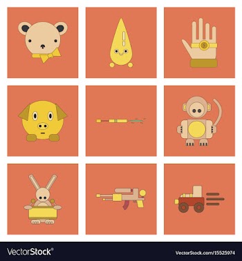 Assembly flat icons kids toys vector image