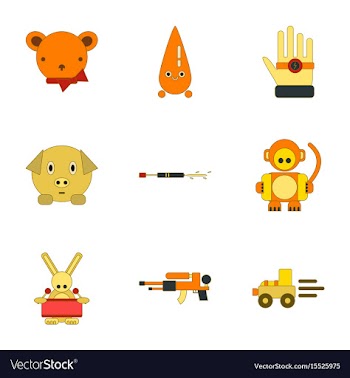 Assembly flat icons kids toys vector image