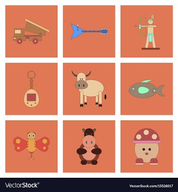 Assembly flat icons kids toys vector image