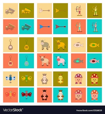 Assembly flat icons kids toys vector image