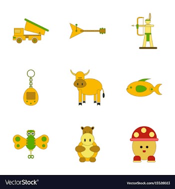 Assembly flat icons kids toys vector image