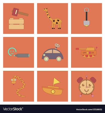 Assembly flat icons kids toys vector image