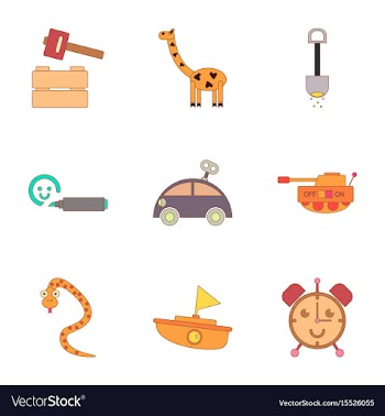 Assembly flat icons kids toys vector image