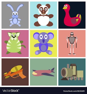 Assembly flat icons kids toys vector image