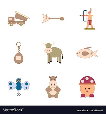 Assembly flat icons kids toys vector image