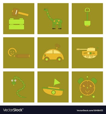 Assembly flat icons kids toys vector image